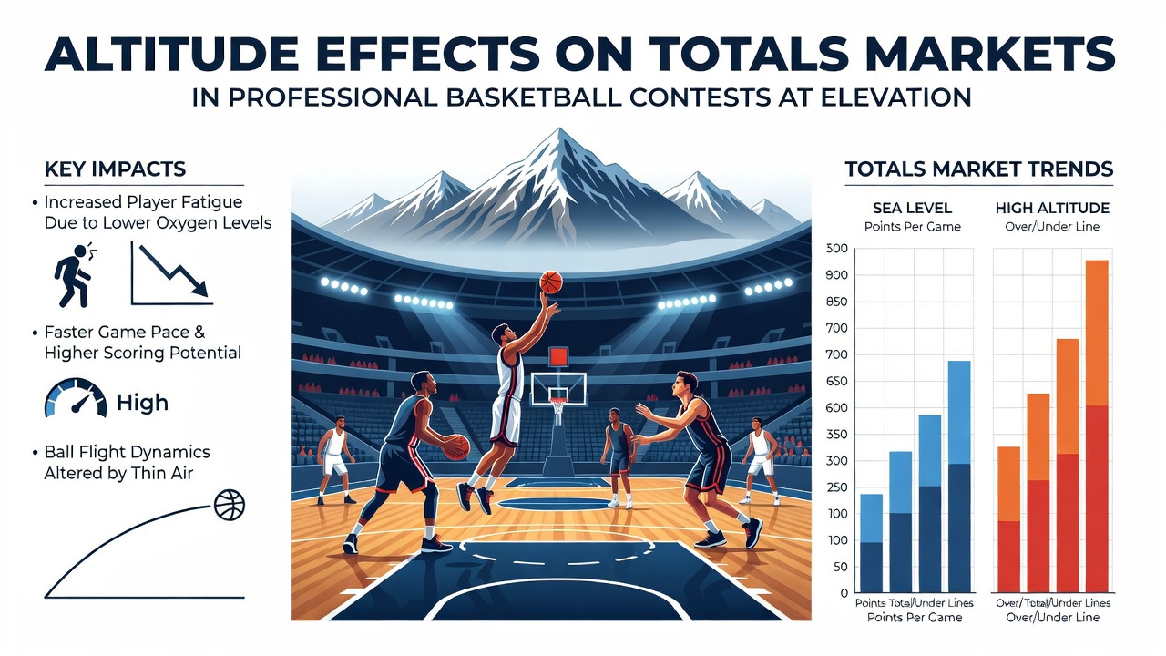 Denver Nuggets arena at high elevation during a professional basketball game showing the effects on player performance and scoring