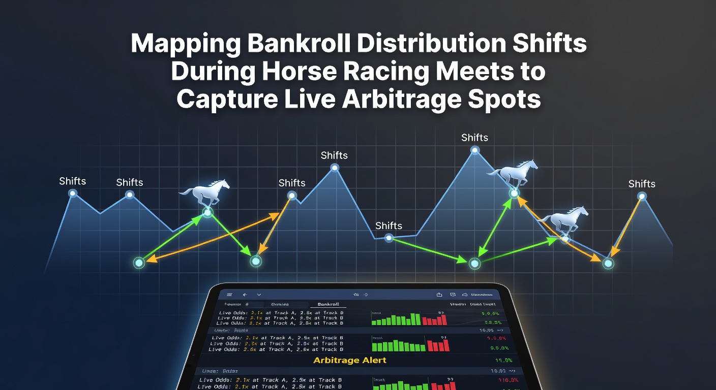 Chart showing bankroll distribution shifts across multiple horse racing tracks during a meet