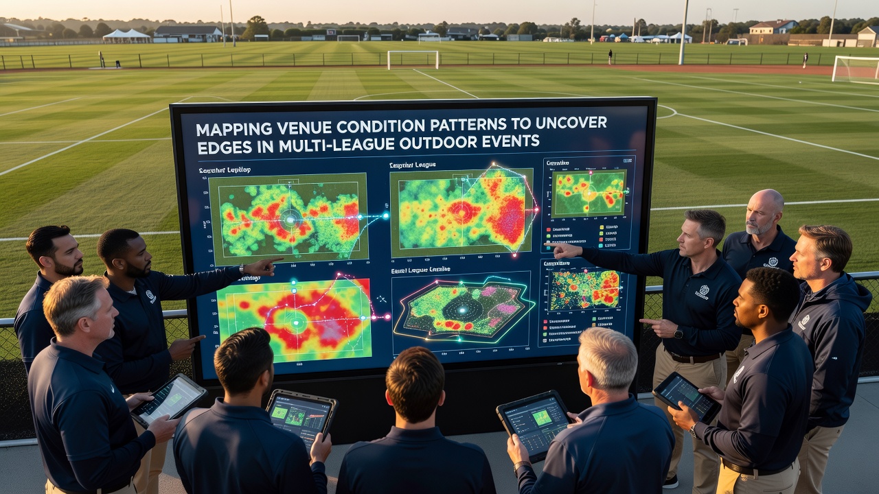 Field surface analysis chart illustrating moisture and temperature correlations across outdoor event venues