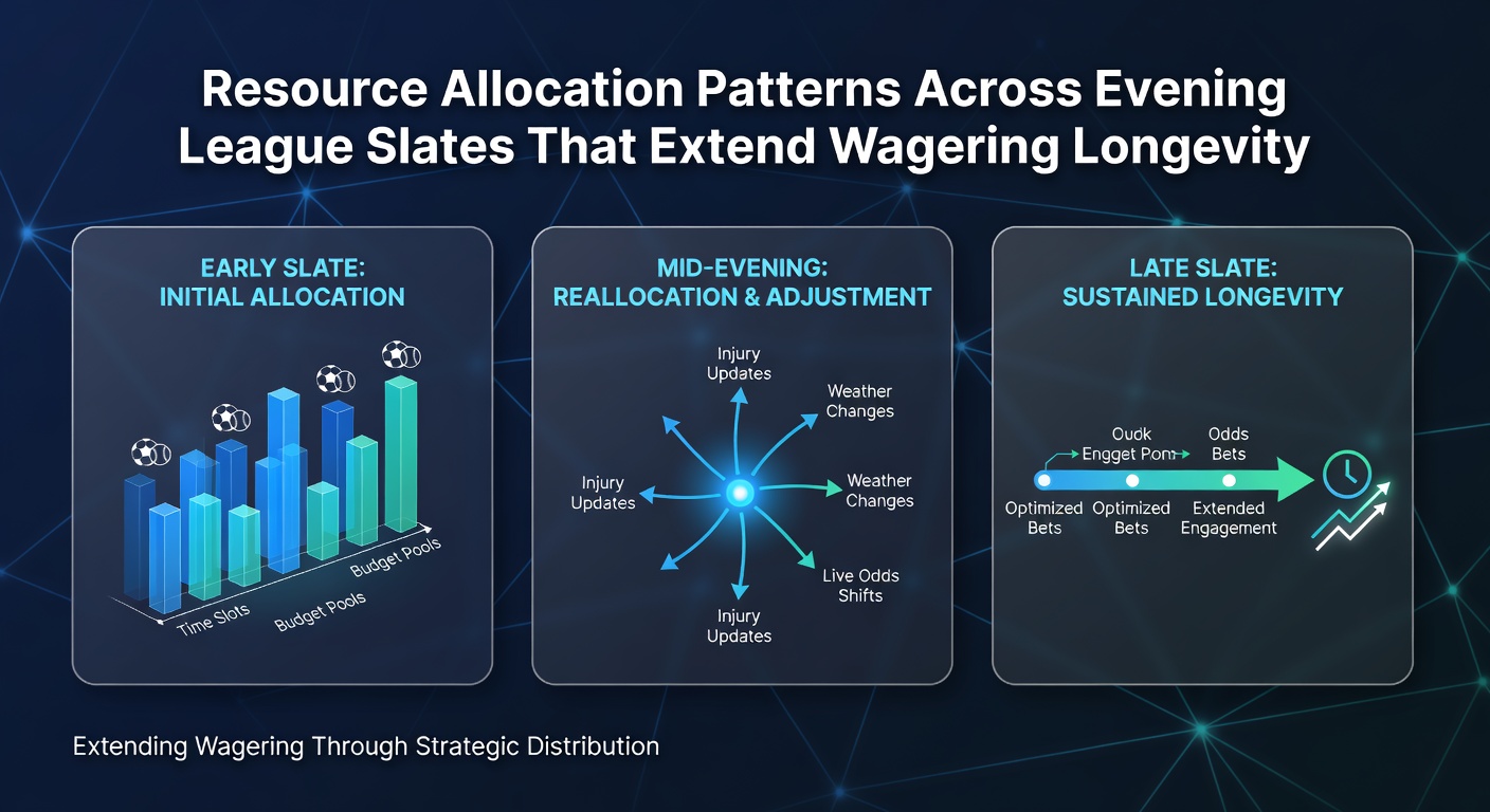 Infographic displaying allocation patterns across multiple evening league schedules and bankroll distribution trends