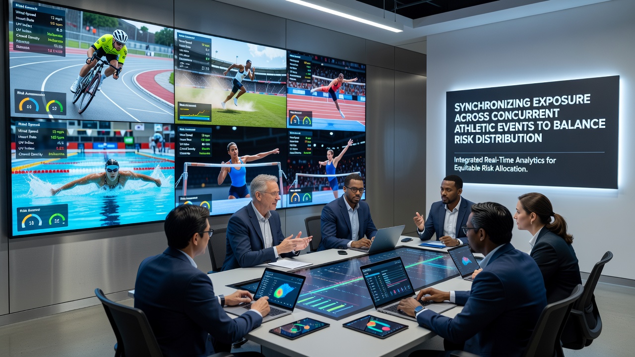 Risk management dashboard displaying synchronized exposure metrics across concurrent events