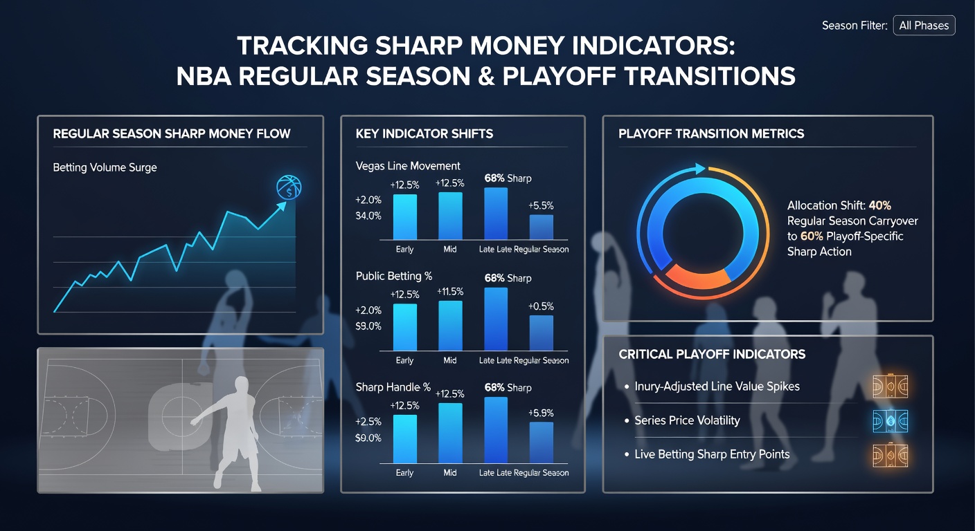 Graph comparing sharp money indicators between NBA regular season and playoff periods